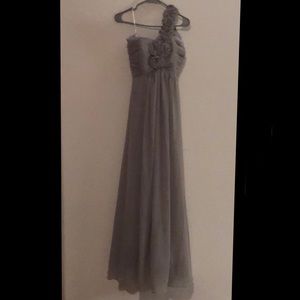 Gray One Shoulder Bridesmaids Dress